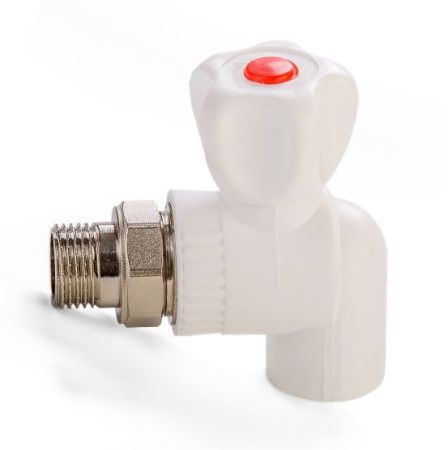 Кран шаровый ППР для радиатора, угловой F 142.2505 (с нар.резьбой PPR-GRL25х3/4M) (уп.10шт.)
