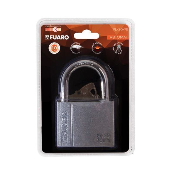 Замок навесной PL-PROTEC-3075 3key (PL-3075) англ. /блистер