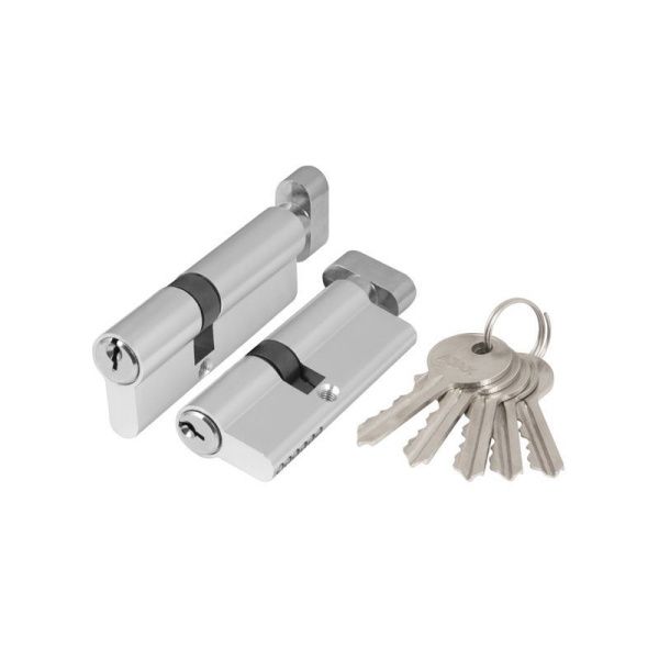 Цилиндровый механизм AX1002Knob70 хром с вертушкой