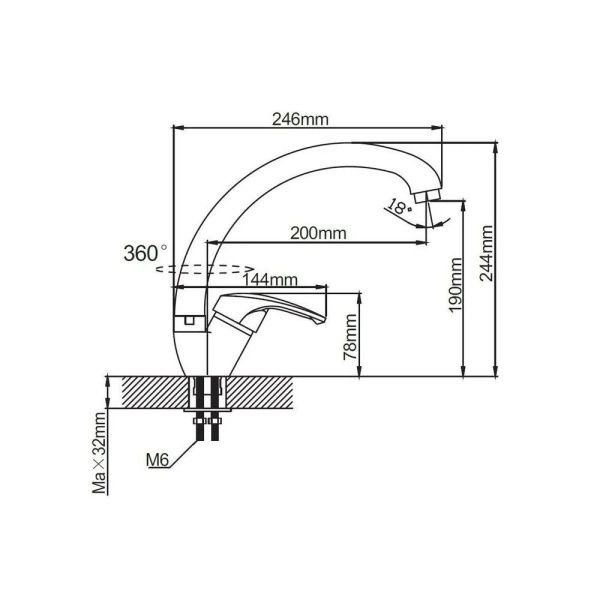 Смеситель для кухни монокомандный  хром  Potato Эверест B41-029M