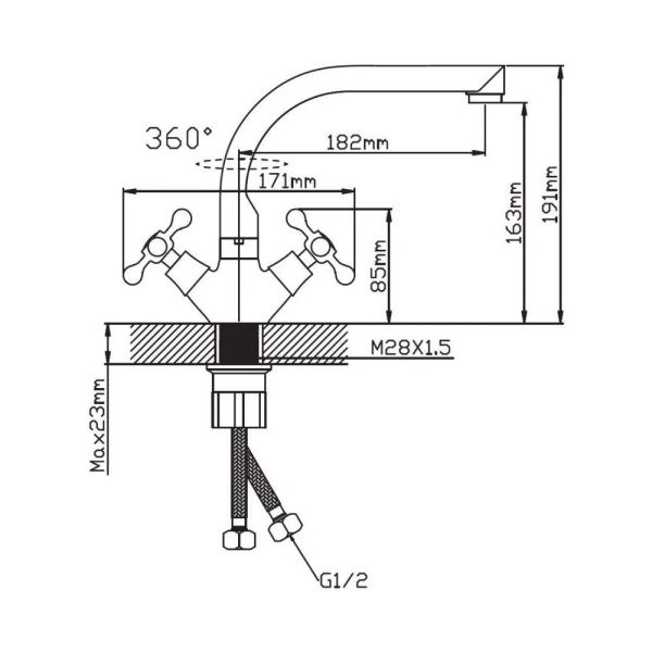 Смеситель для кухни двухручковый  жбежевый  Potato Эверест B69-658