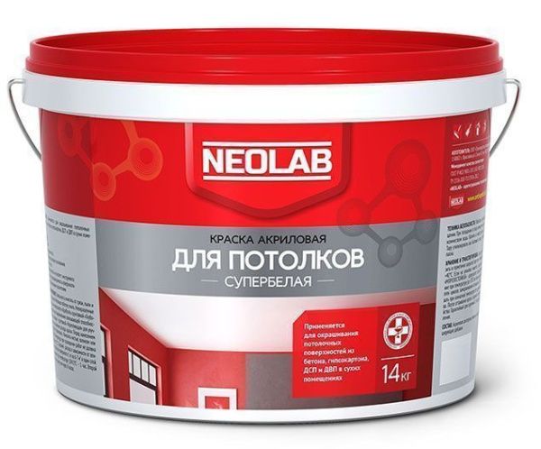 Акриловая супербелая краска ДЛЯ ПОТОЛКОВ ВД-АК-2180 45 кг (уп.1 шт.) NEOLAB