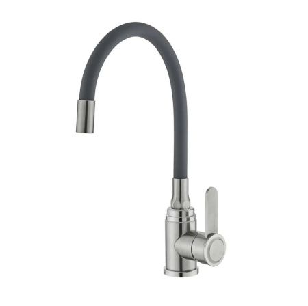 Смеситель для кухни монокомандный серый/хром Potato P 58304S-19 (гибкий излив)