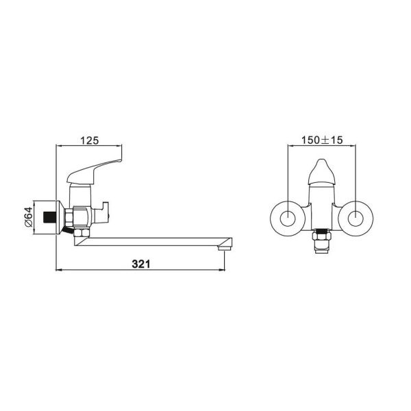 Смеситель для ванны и умывальника монокомандный  хром  Potato Эверест B22-021