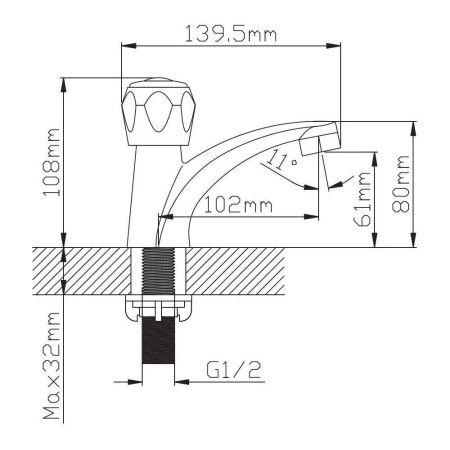 Кран водоразборный одноручковый на холодную воду белый  Potato Эверест B45-339