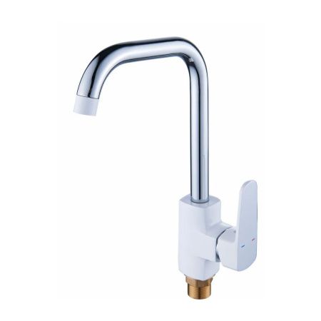 Смеситель для кухни монокомандный  белый с хромом  Potato Эверест B40-0277