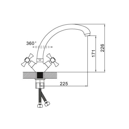 Смеситель для кухни двухручковый  кремовый  Potato Эверест B42-0647