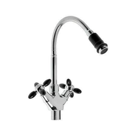 Смеситель для кухни двухручковый  черный с хромом  Potato Эверест B58-071F