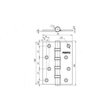 Петля универсальная IN4100U CP (4B 100х70х2.5) хром