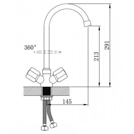 Смеситель для кухни двухручковый хром Potato P 4163
