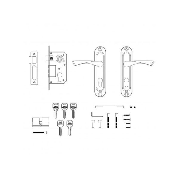 Замок цилиндровый в комплекте с ручкой LOCKSET15.CRONA.4061-3 бронза