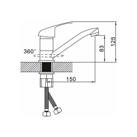 Смеситель для кухни монокомандный  хром  Potato Эверест B45-021