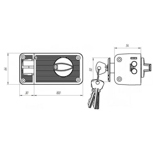 Замок накладной ЗН2-3 серебро