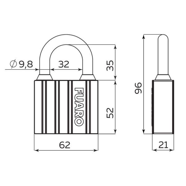 Замок навесной PL-UNI-0463 3key