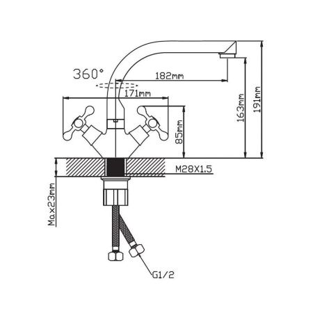 Смеситель для кухни двухручковый  кремовый  Potato Эверест B69-659