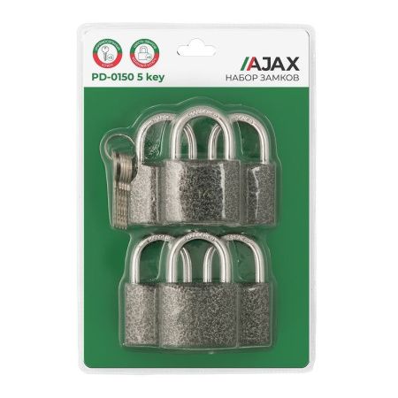 Набор замков навесных PD-0150 (6 locks+5 keys) blister