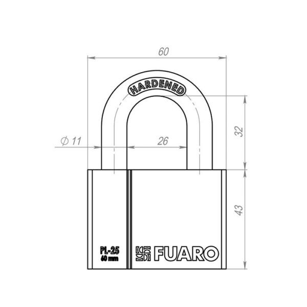 Замок навесной PL-PROTEC-2560 4 fin key (PL-2560) фин. /блистер