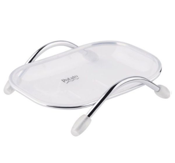 Мыльница пластик на металлической подставке белая Potato P 208-1