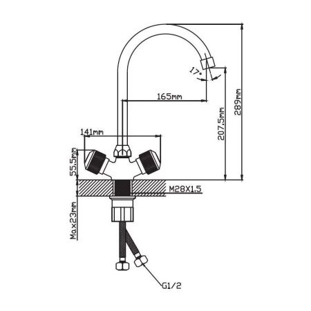 Смеситель для кухни двухручковый  белый с хромом  Potato Эверест B59-356A