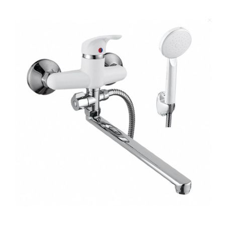 Смеситель для ванны и умывальника монокомандный  белый  Potato Эверест B21-033