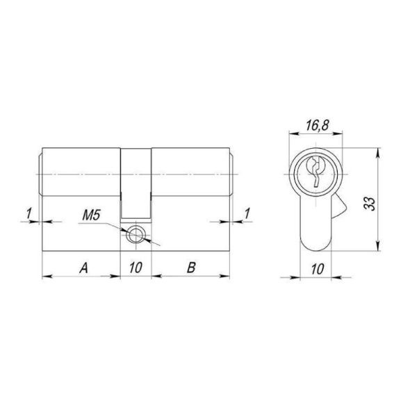 Цилиндровый механизм AX1000Key70 хром