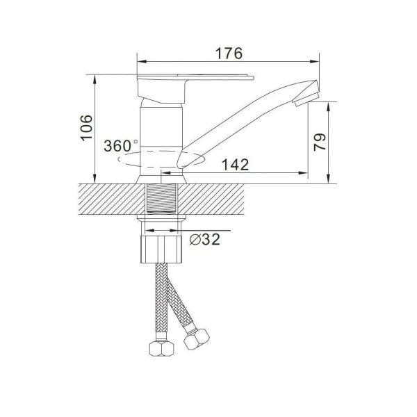 Смеситель для кухни монокомандный  синий с хромом  Potato Эверест B45-274DS