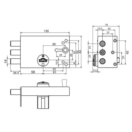 Замок накладной Лазурит 1.02.61.МА  никель