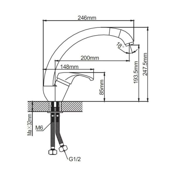 Смеситель для кухни монокомандный  белый  Potato Эверест B59-033