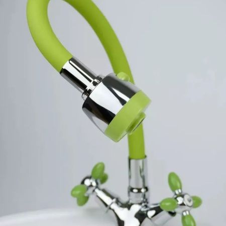 Смеситель для кухни двухручковый  зеленый с хромом  Potato Эверест B57-071E