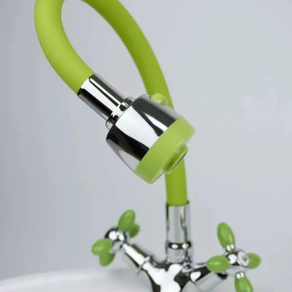 Смеситель для кухни двухручковый  зеленый с хромом  Potato Эверест B57-071E