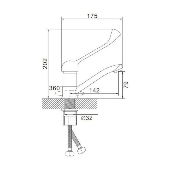 Смеситель для кухни монокомандный  хром  Potato Эверест B45-37