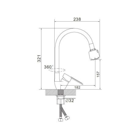 Смеситель для кухни монокомандный  зеленый с хромом  Potato Эверест B58-274E