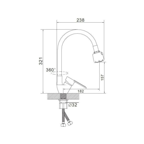 Смеситель для кухни монокомандный  красный с хромом  Potato Эверест B58-274C