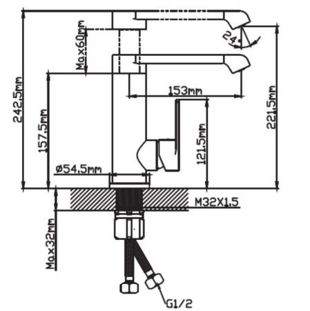 Смеситель для раковины монокомандный  серый графит  Potato Эверест B10-14TL