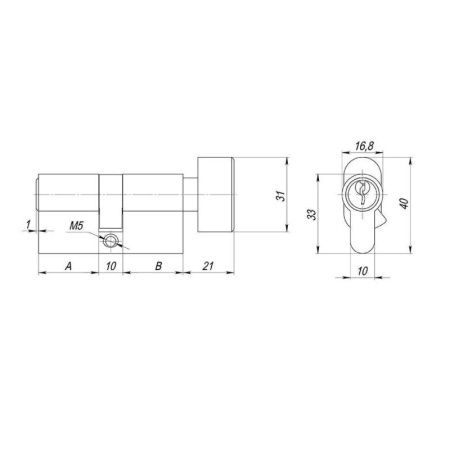 Цилиндровый механизм AX1002Knob60 хром с вертушкой