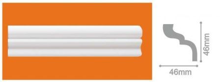 Плинтус потолочный белый 46/46мм С04/50 длина 2м (упак.90шт.) Солид