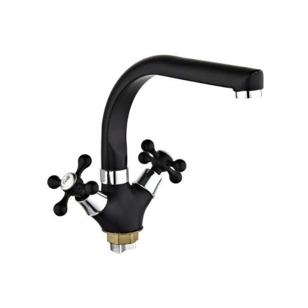 Смеситель для кухни двухручковый черный Potato Эверест B 69-656