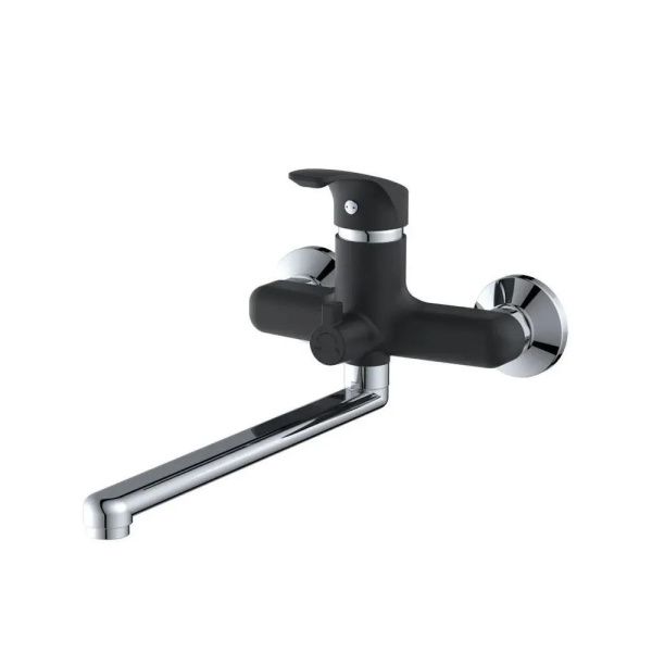 Смеситель для ванны и умывальника монокомандный черный/хром Potato Эверест B 22-0336