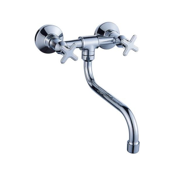 Смеситель для ванны и умывальника двухручковый  хром  Potato Эверест B46-350