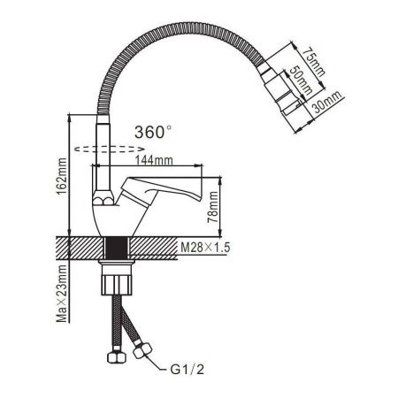 Смеситель для кухни монокомандный  хром  Potato Эверест B58-028