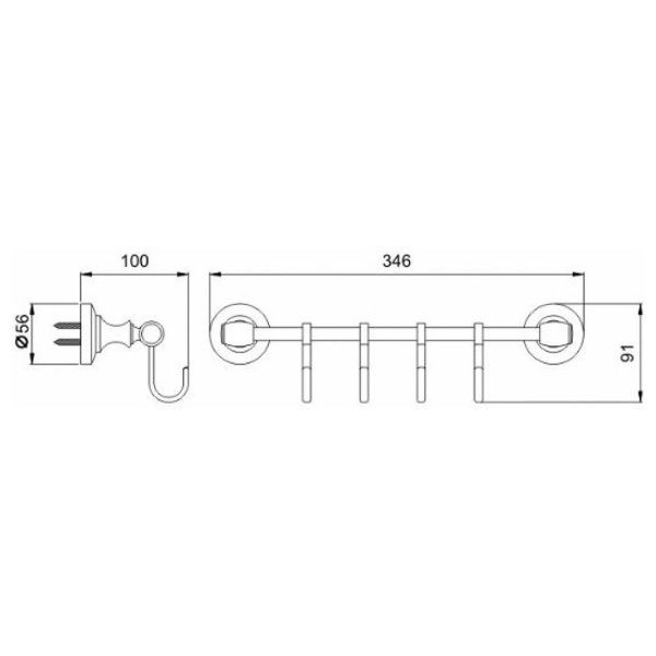 Держатель для полотенец (4 крючка) P2614-4 (26 серия)