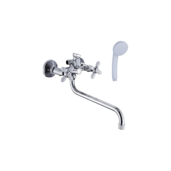 Смеситель для ванны и умывальника двухручковый  белый с хромом  Potato Эверест B22-071A