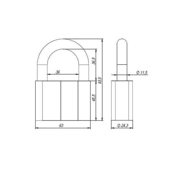 Замок навесной PD-4070 (PD-40-70) 3 fin key /коробка