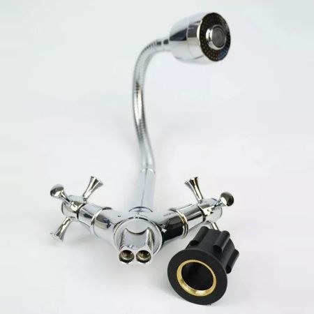 Смеситель для кухни двухручковый  хром  Potato Эверест B58-064