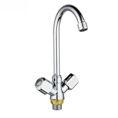 Смеситель для кухни двухручковый хром Potato P 4163