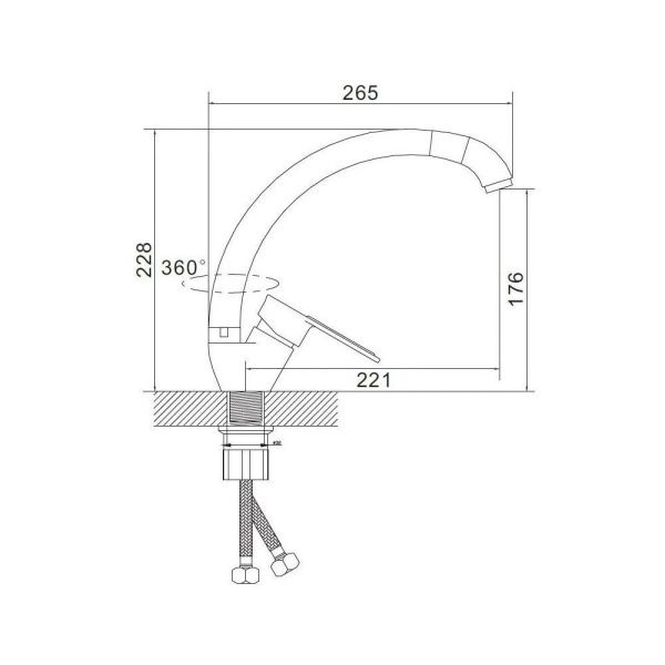 Смеситель для кухни монокомандный  синий с хромом  Potato Эверест B59-274DS