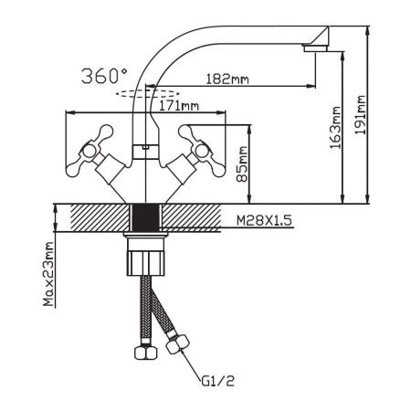 Смеситель для кухни двухручковый  кофейный  Potato Эверест B69-6515