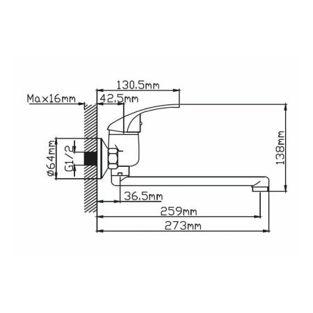 Смеситель для ванны и умывальника монокомандный хром Potato Эверест B 46-040
