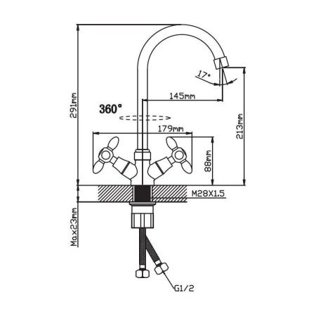 Смеситель для кухни двухручковый  зеленый с хромом  Potato Эверест B59-071E