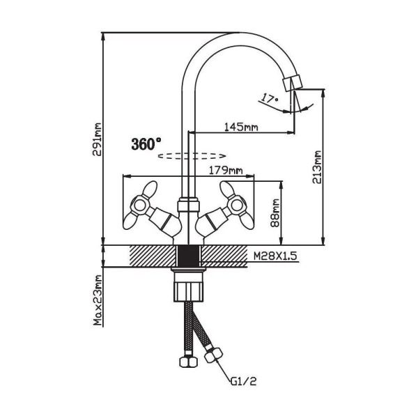 Смеситель для кухни двухручковый  зеленый с хромом  Potato Эверест B59-071E
